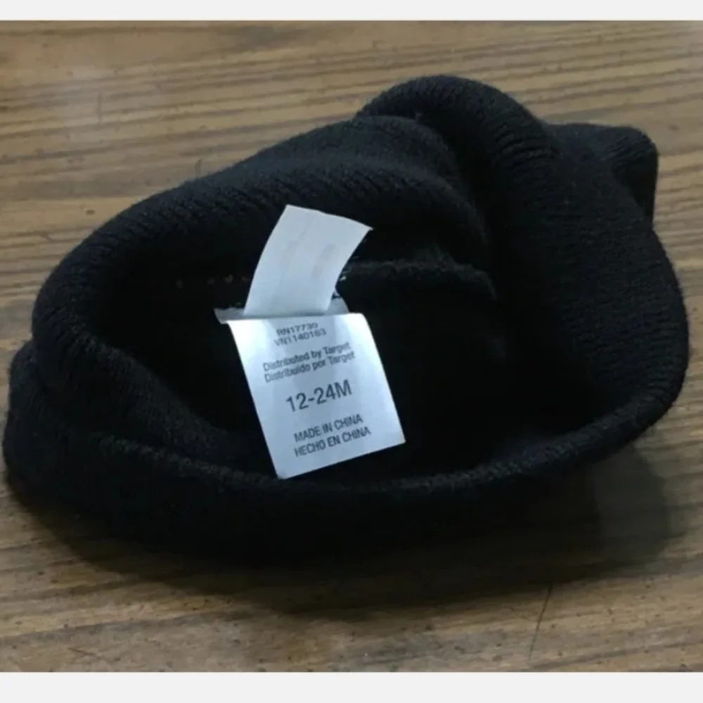 Cat & Jack Black Orange Monster Child's Beanie Winter Hat 12-24 M Infant Toddler